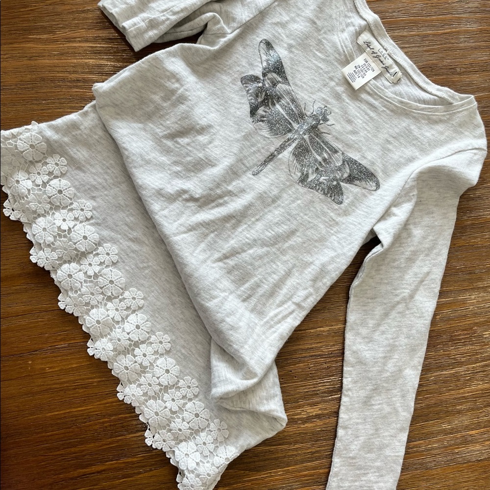 H&M L.O.G.G. Girls long-sleeve heather gray jersey dress